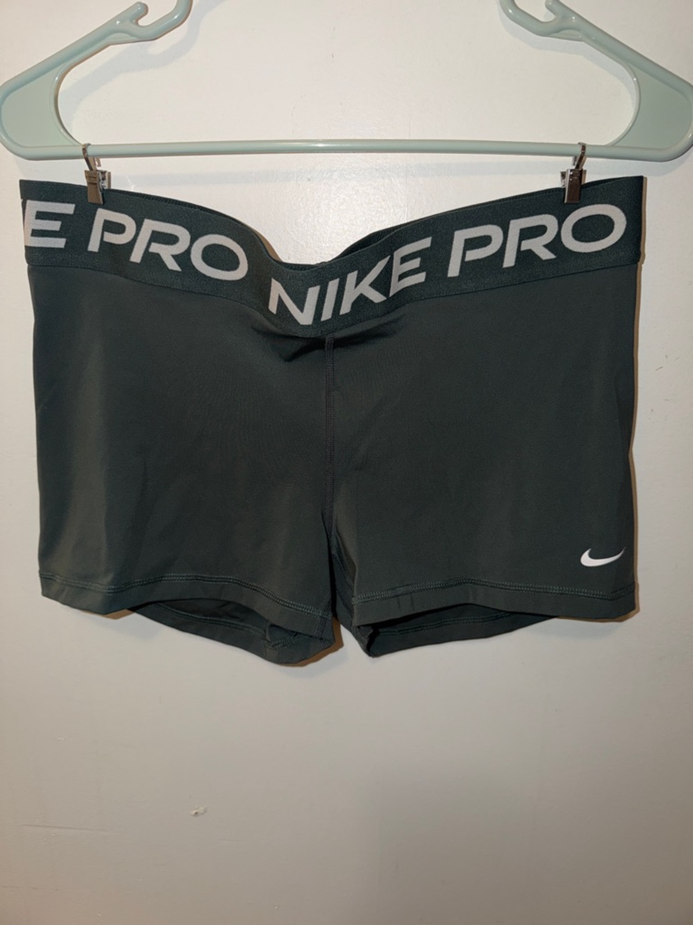 Nike Pro Charcoal Gray Compression Shorts with White Logo